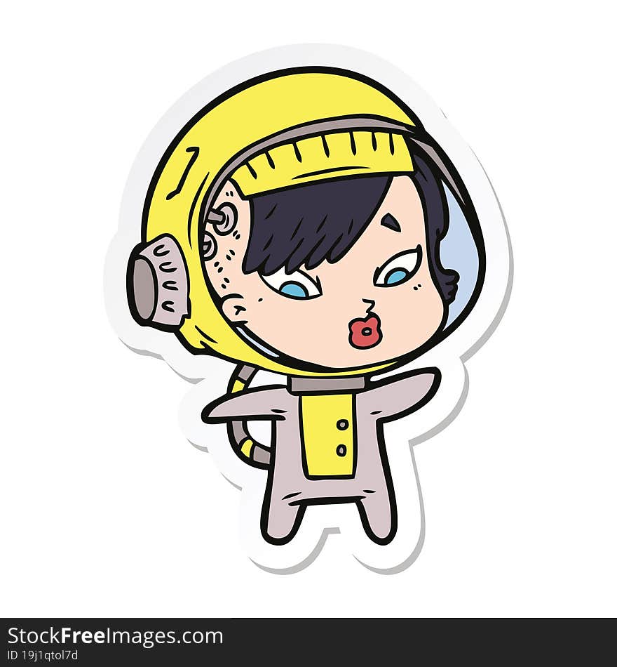 sticker of a cartoon astronaut woman