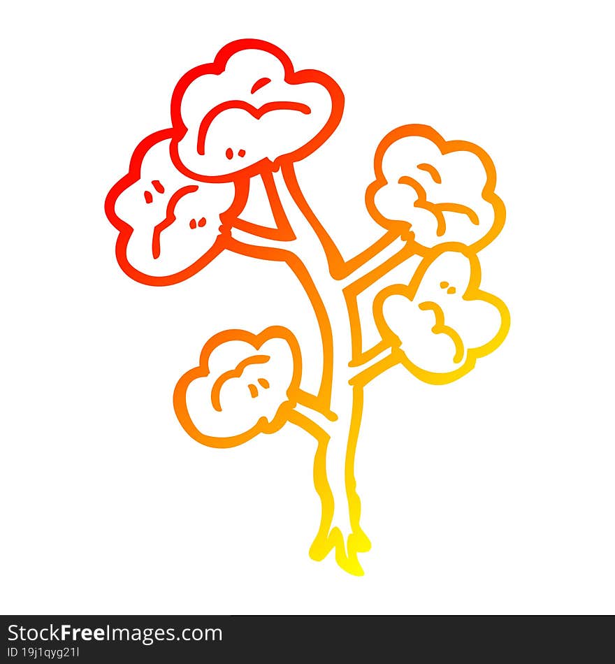 warm gradient line drawing cartoon flowers