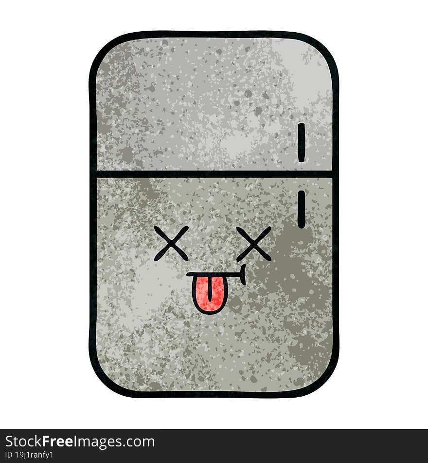 Retro Grunge Texture Cartoon Fridge Freezer