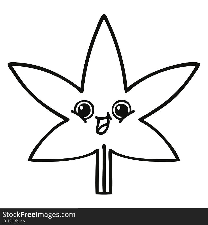 line drawing cartoon marijuana leaf