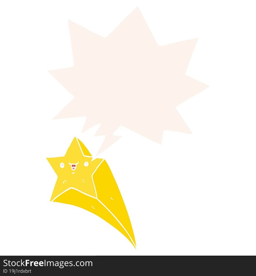 Cartoon Shooting Star And Speech Bubble In Retro Style