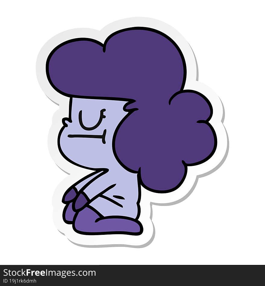 sticker cartoon of a kawaii alien girl