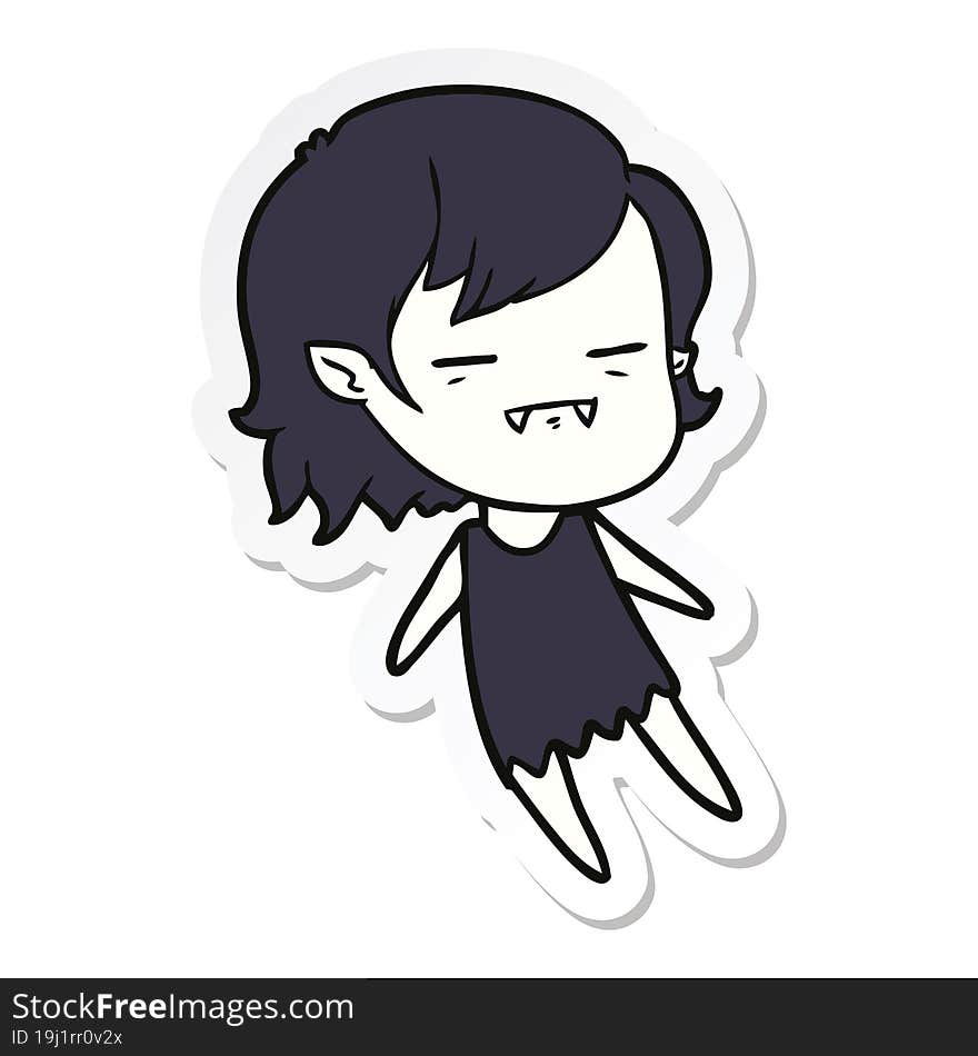 sticker of a cartoon undead vampire girl flying