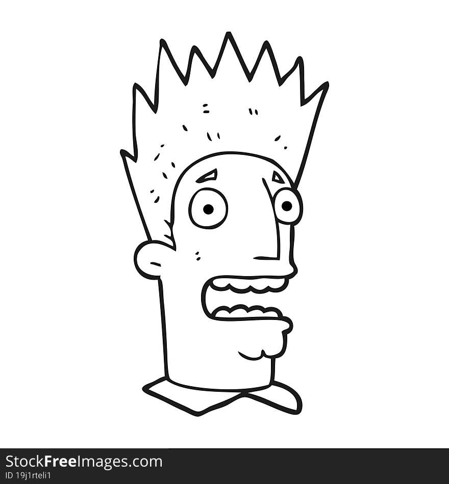 black and white cartoon shocked man