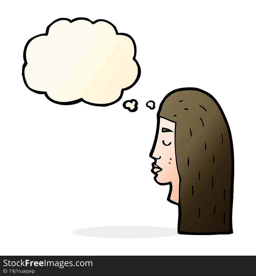 Cartoon Female Face Profile With Thought Bubble