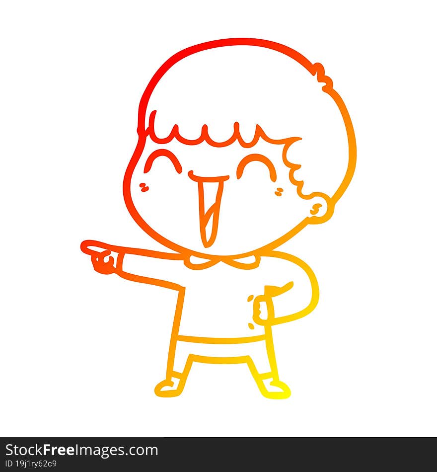 warm gradient line drawing cartoon happy man