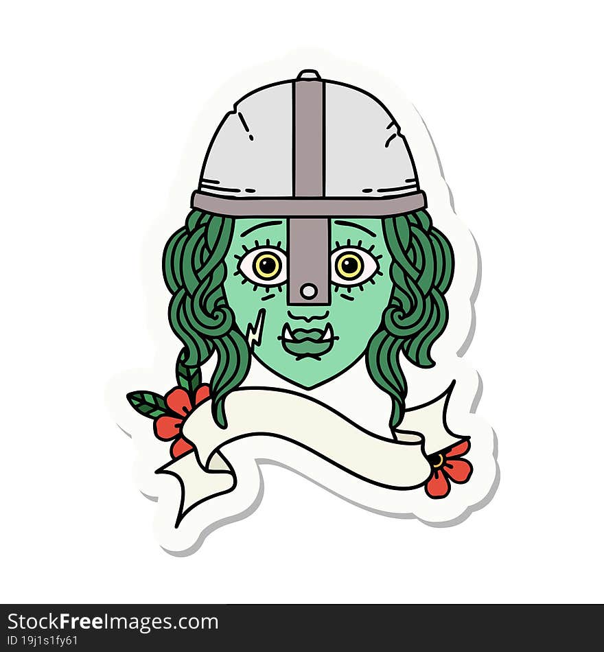 sticker of a orc fighter character face. sticker of a orc fighter character face