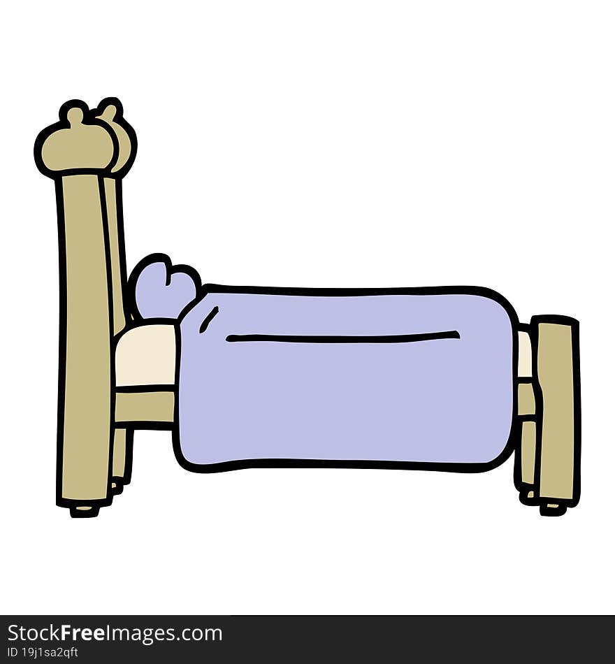 hand drawn doodle style cartoon bed