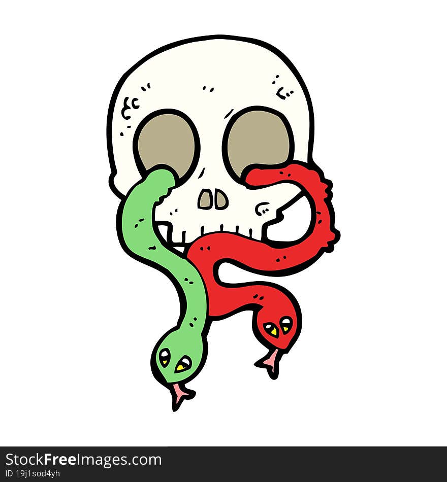 Cartoon Skull With Snakes