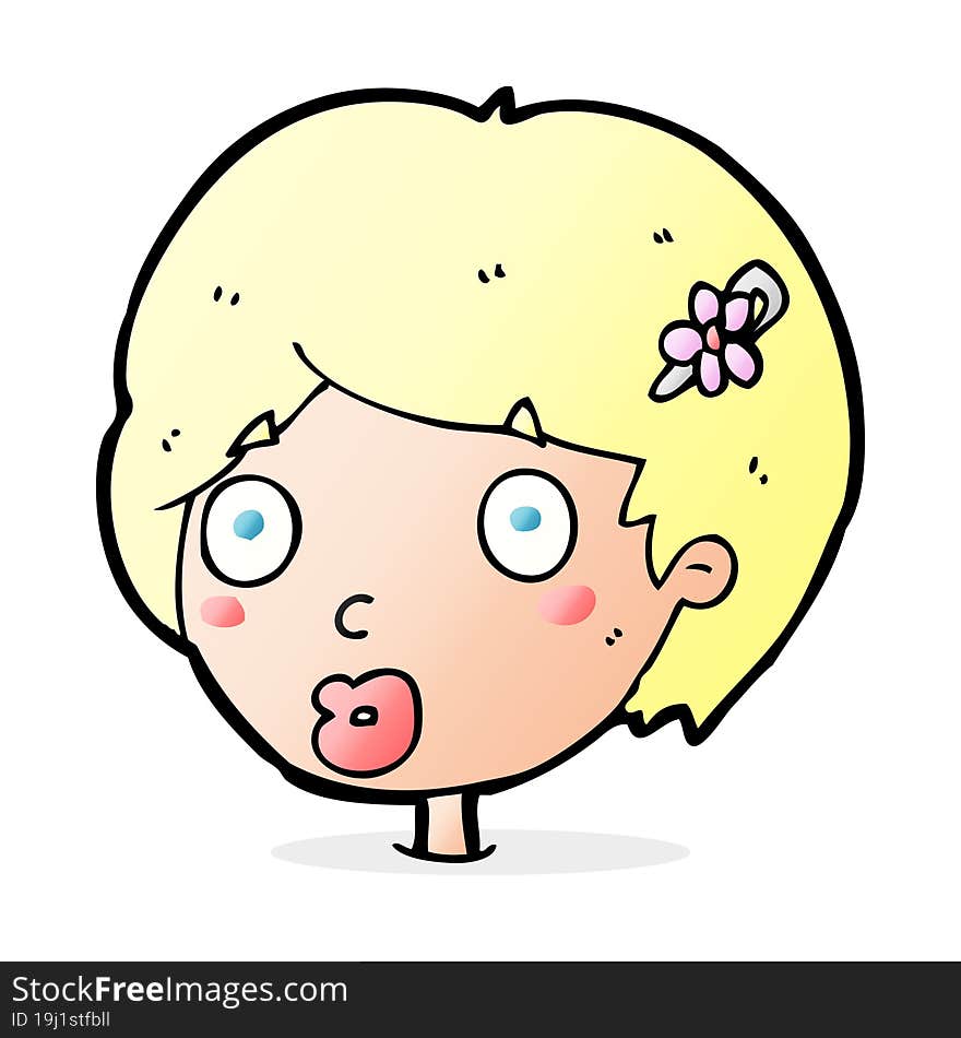 cartoon surprised female face