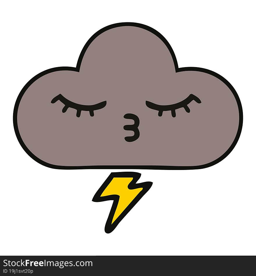 cute cartoon of a storm cloud. cute cartoon of a storm cloud