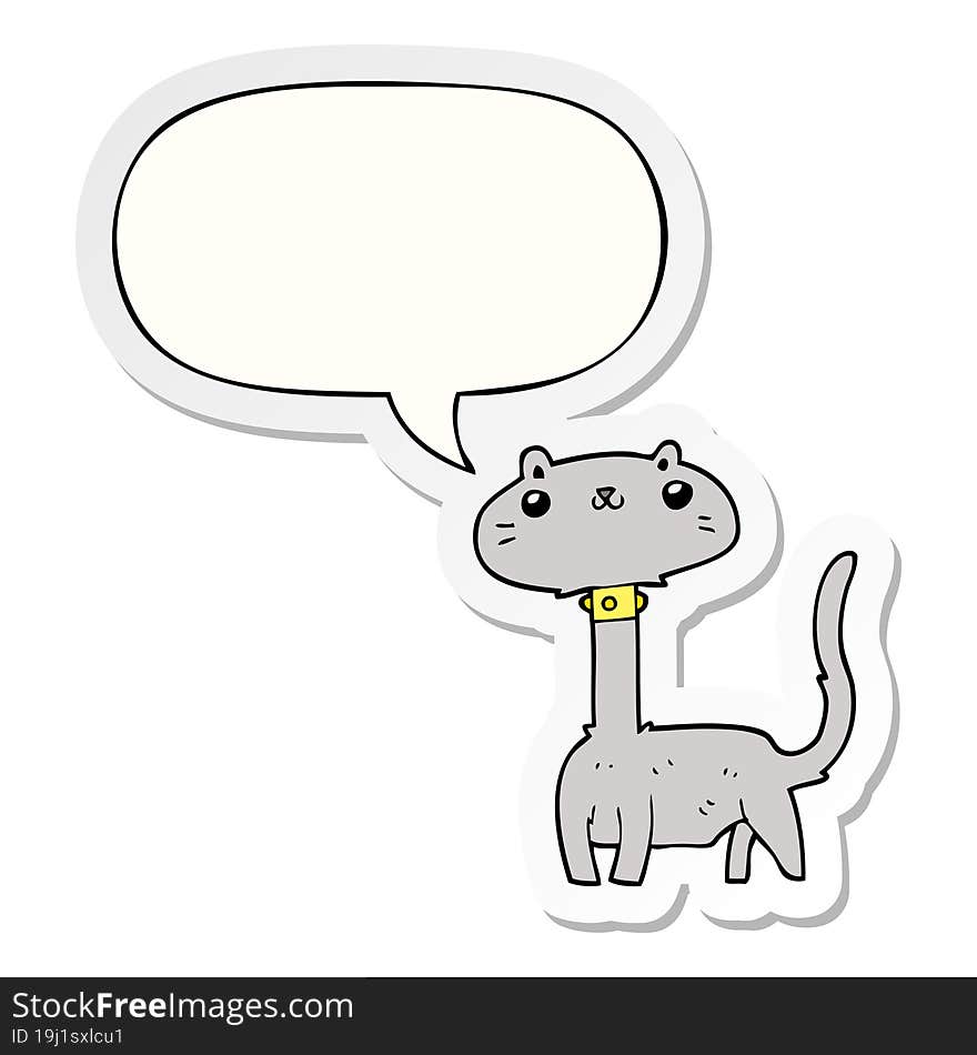 Cartoon Cat And Speech Bubble Sticker