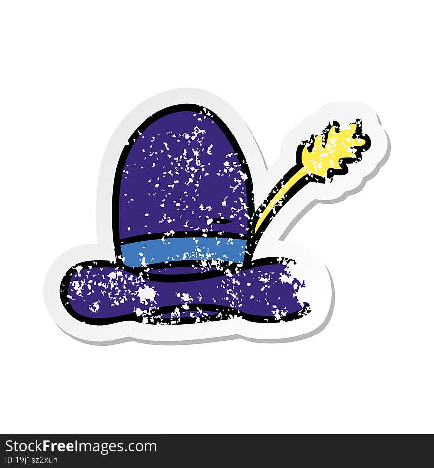 distressed sticker cartoon doodle of a farmers hat