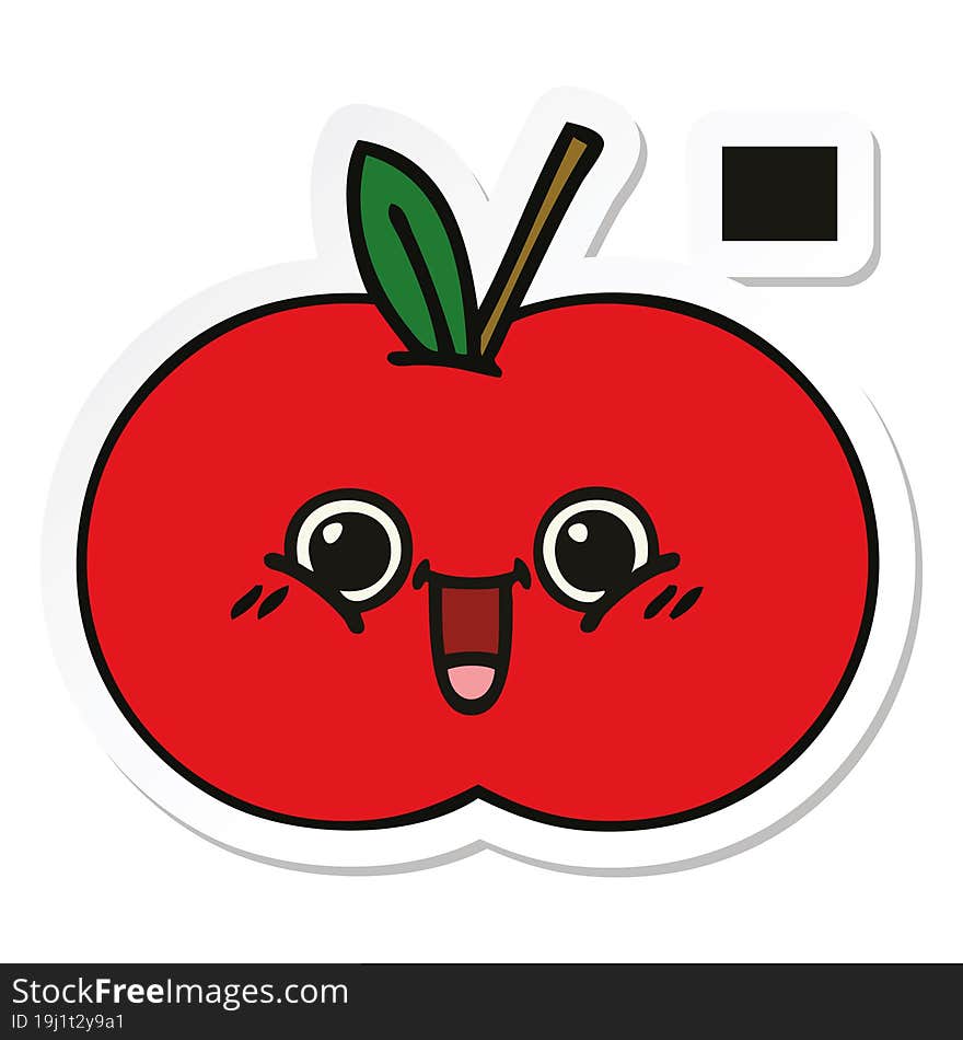 sticker of a cute cartoon red apple