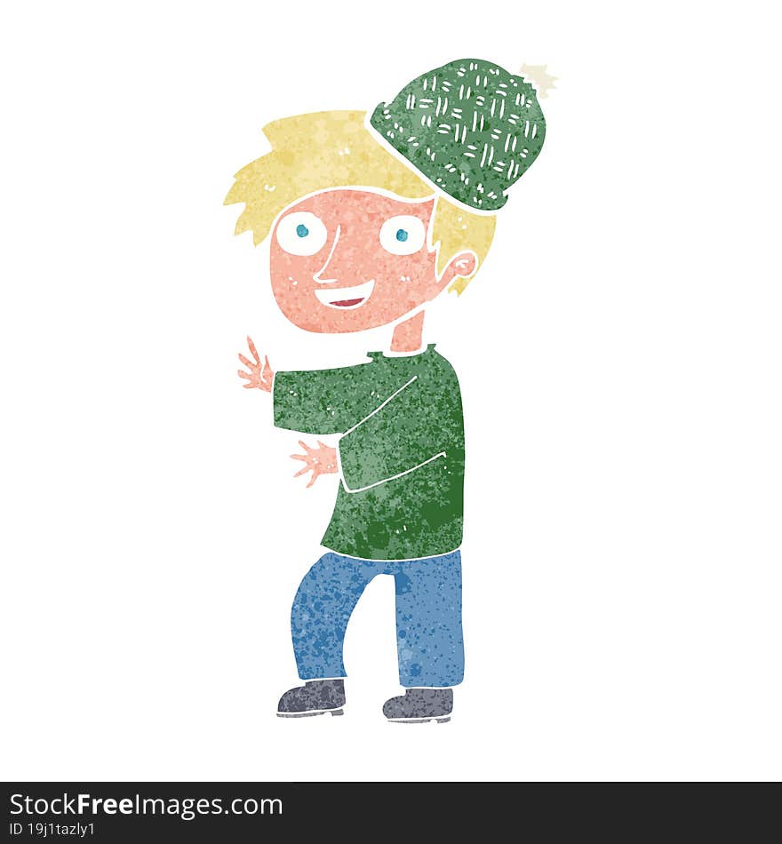 cartoon man wearing winter hat