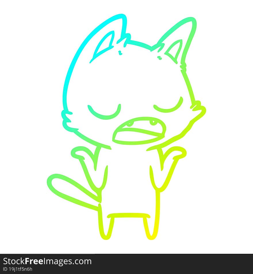 cold gradient line drawing talking cat shrugging shoulders