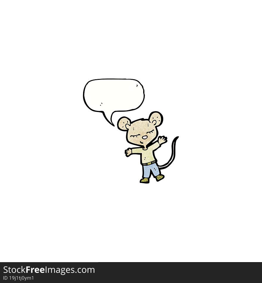 cartoon mouse with speech bubble