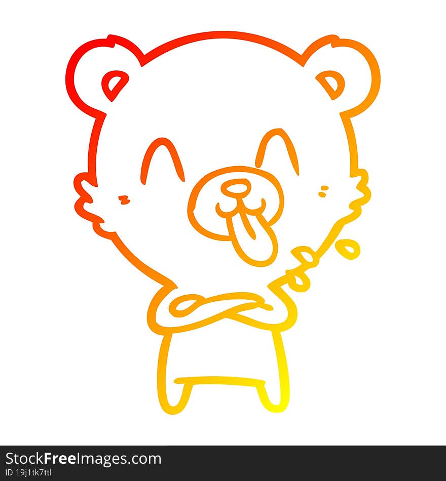 warm gradient line drawing rude cartoon bear