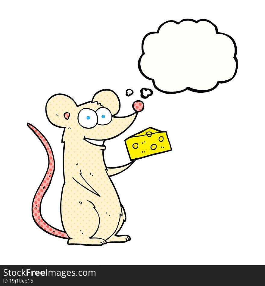 thought bubble cartoon mouse with cheese