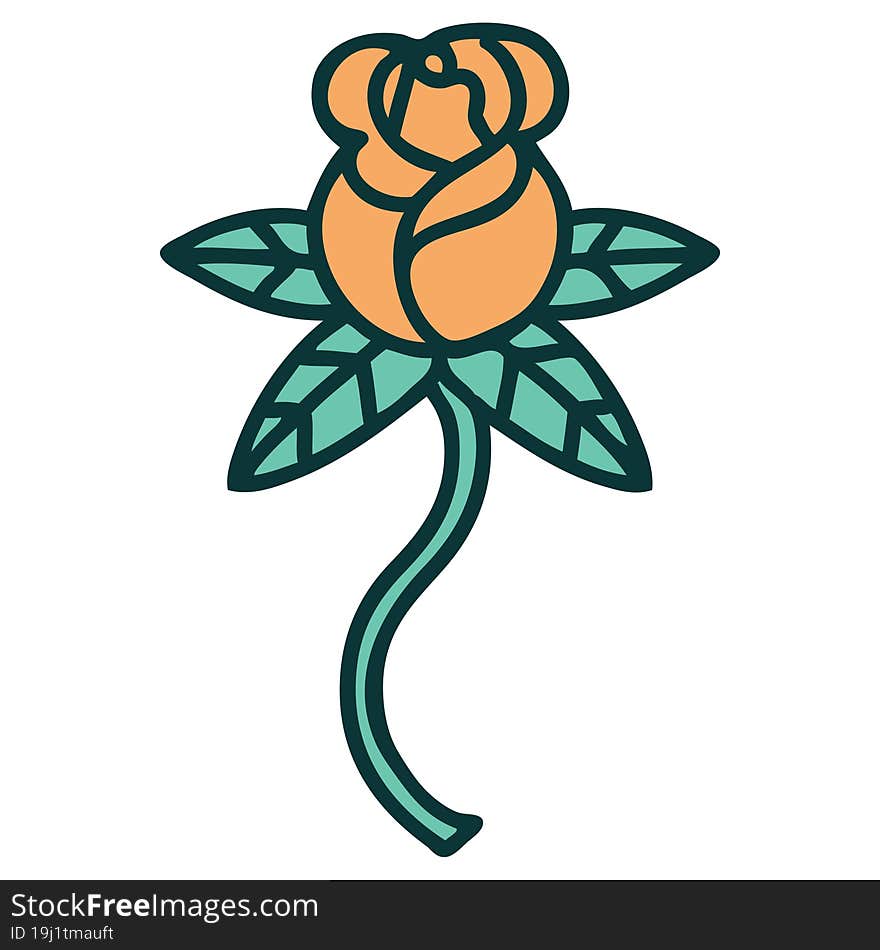 Tattoo Style Icon Of A Rose