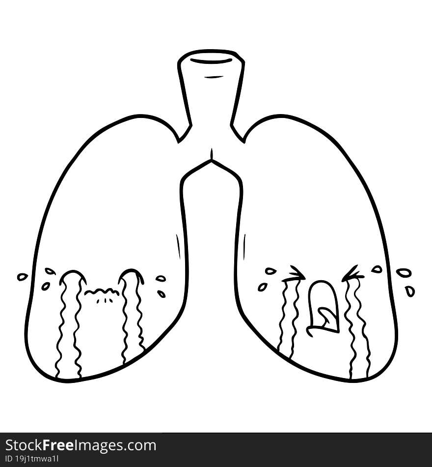 cartoon lungs crying. cartoon lungs crying