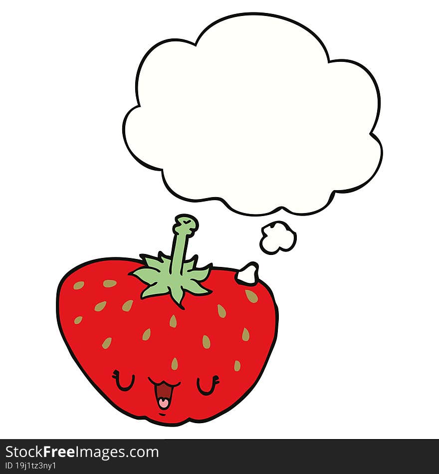 cartoon strawberry and thought bubble