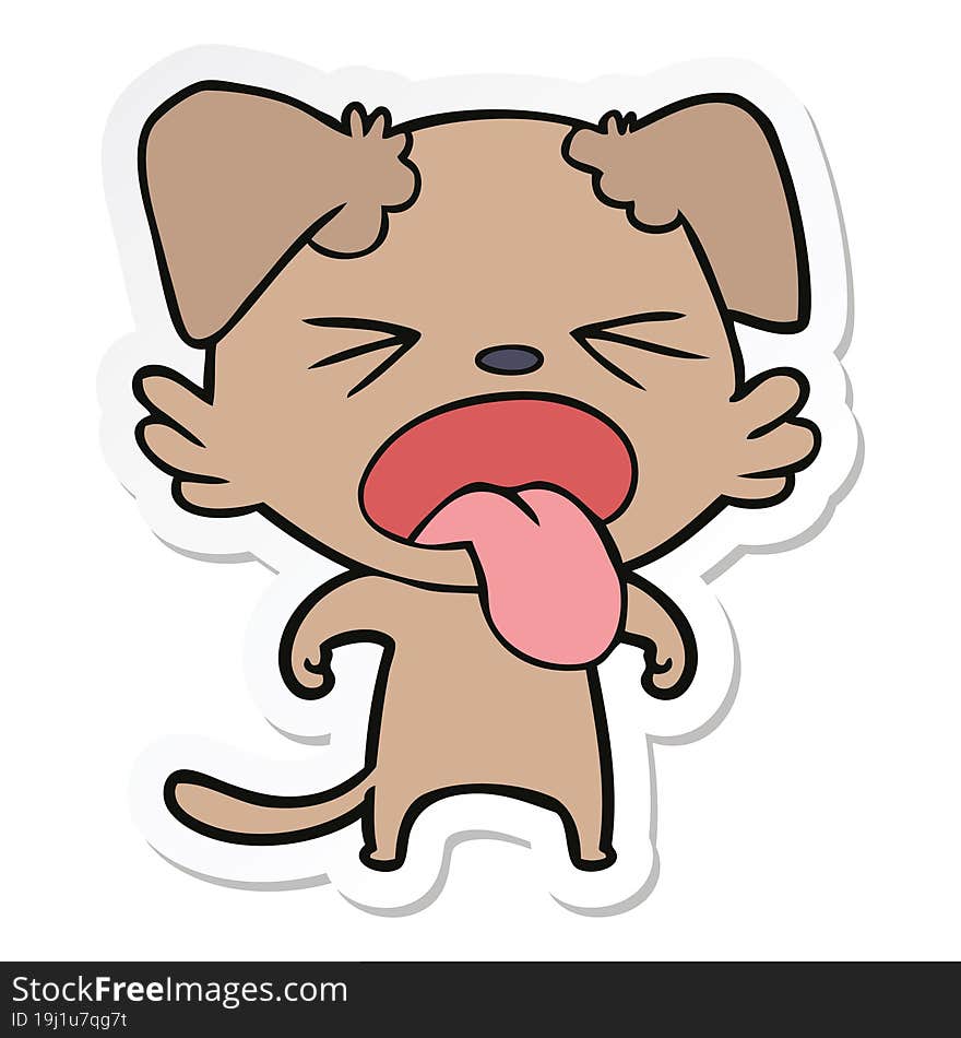 sticker of a cartoon disgusted dog