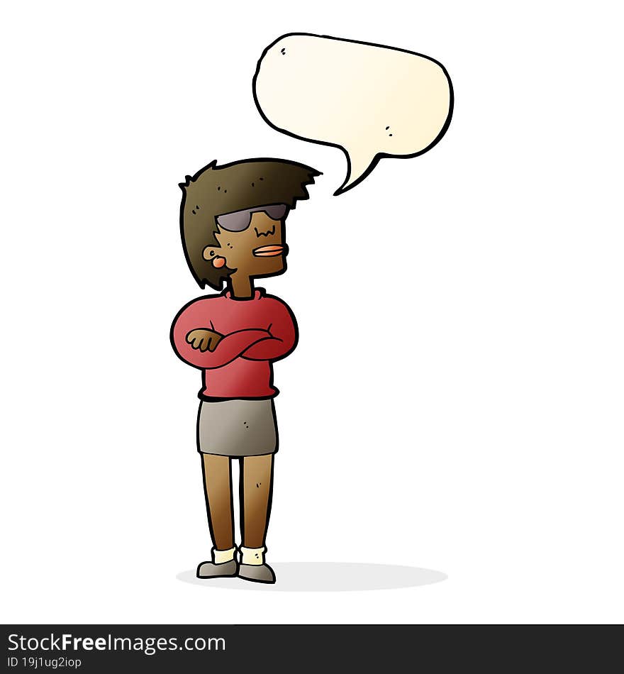 cartoon annoyed woman with speech bubble