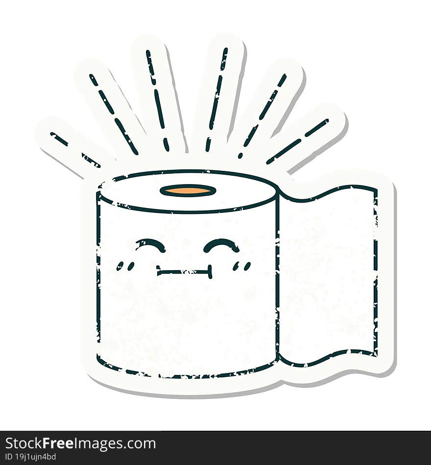 grunge sticker of tattoo style toilet paper character