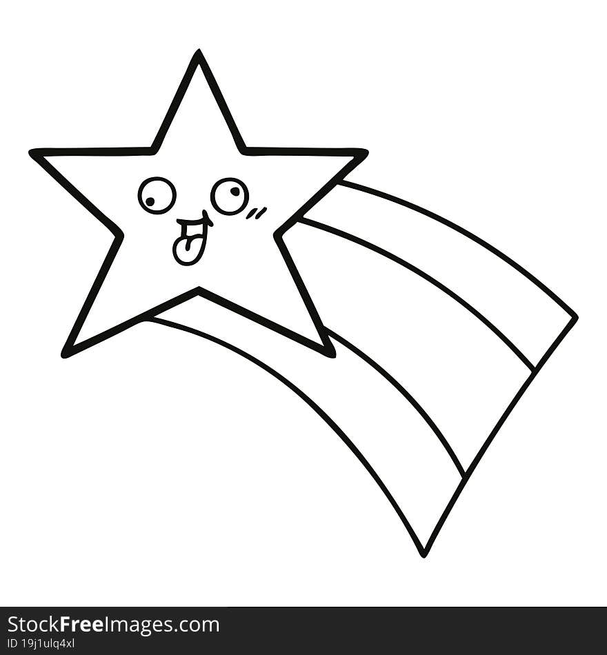 line drawing cartoon shooting rainbow star