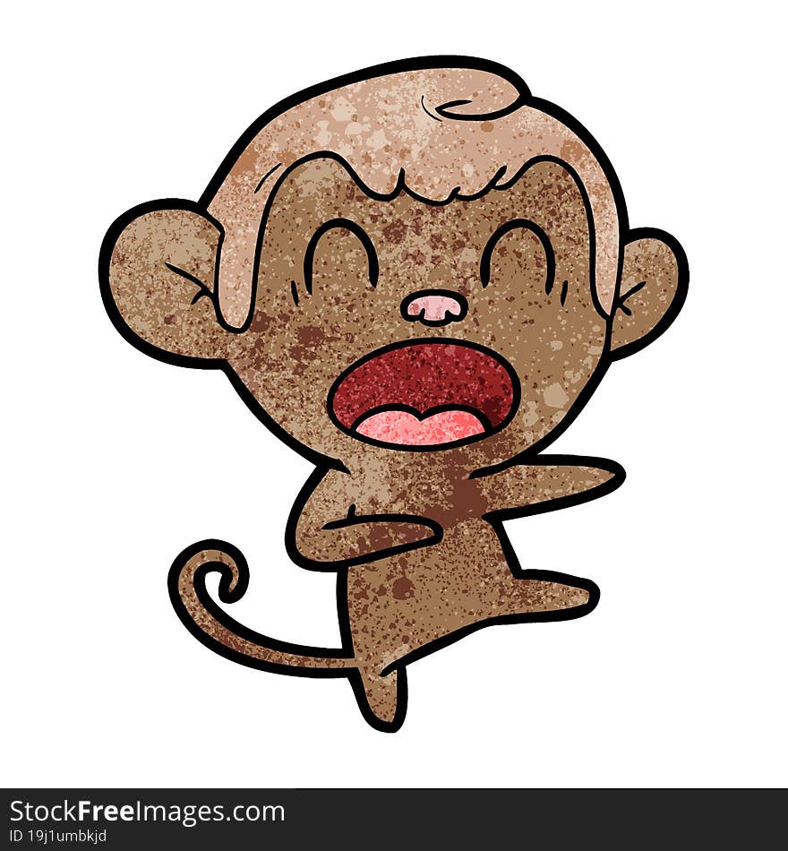 shouting cartoon monkey dancing. shouting cartoon monkey dancing