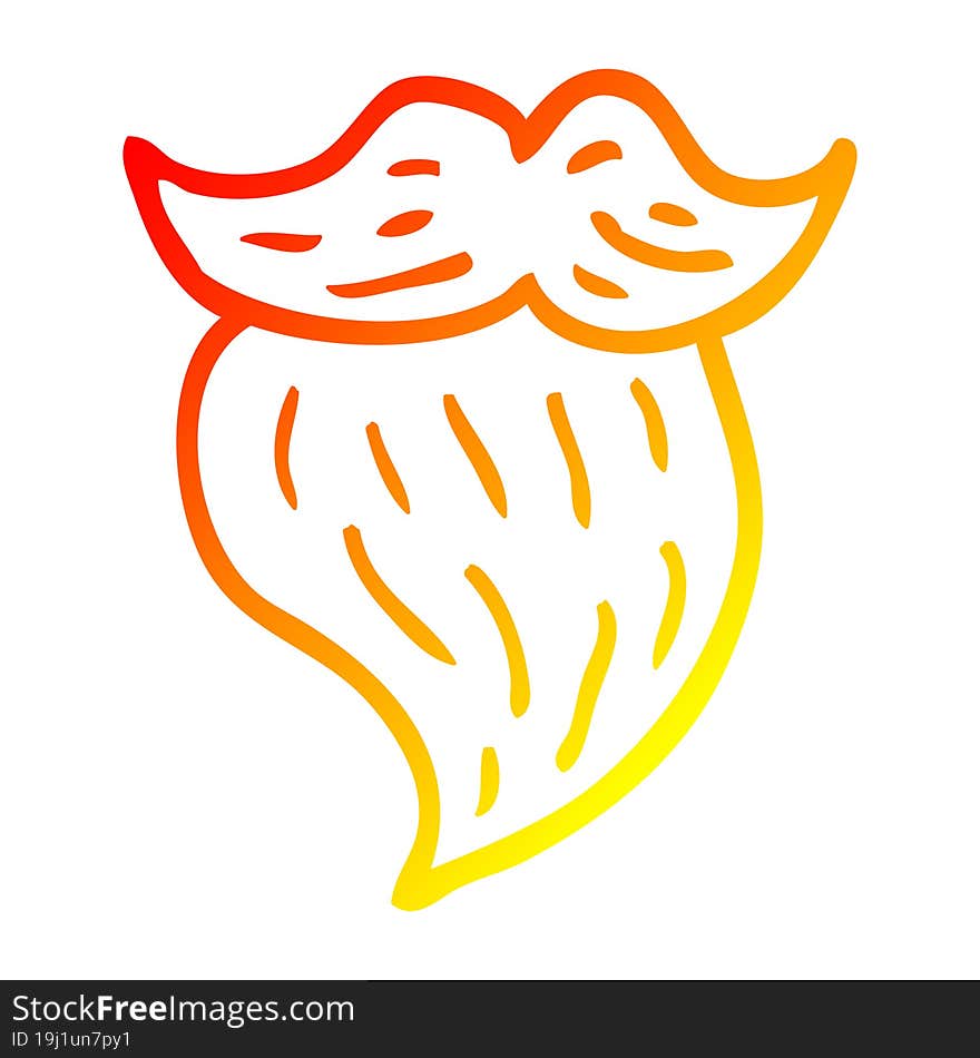 Warm Gradient Line Drawing Cartoon Mans Facial Brown Beard