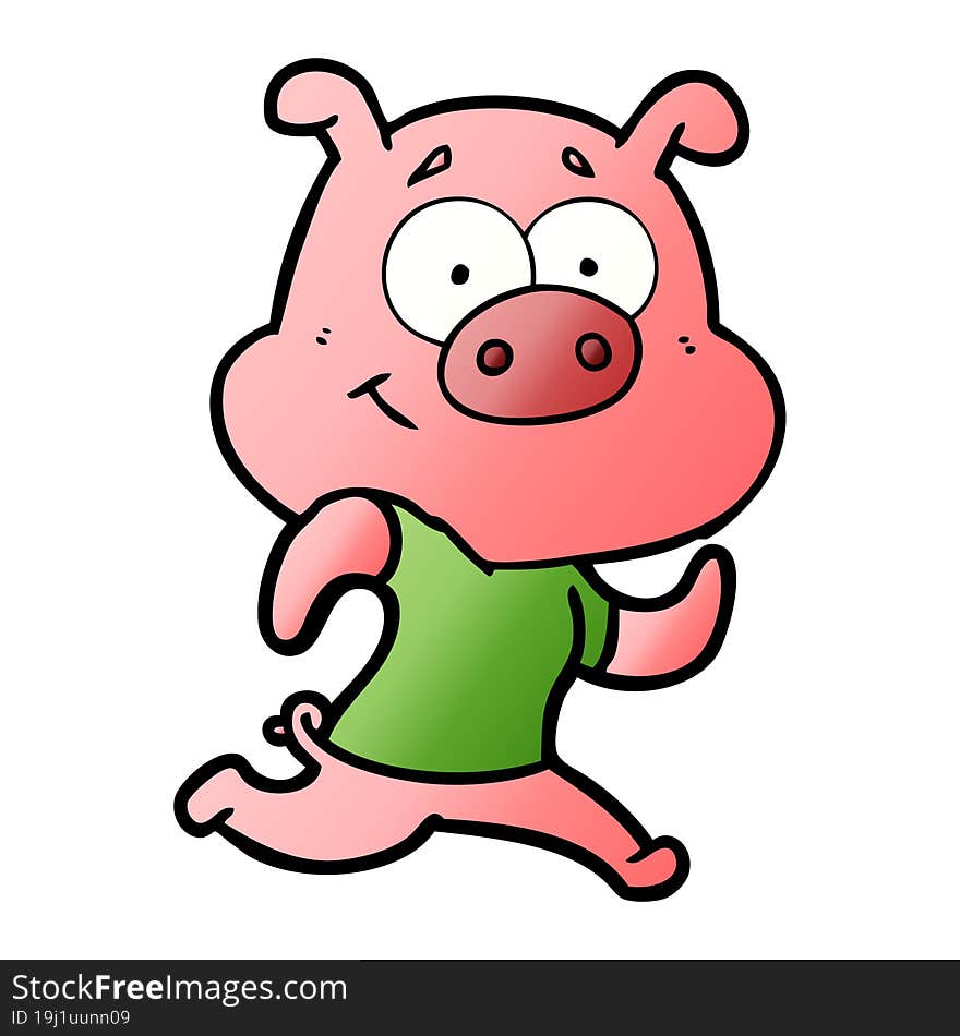 happy cartoon pig running. happy cartoon pig running