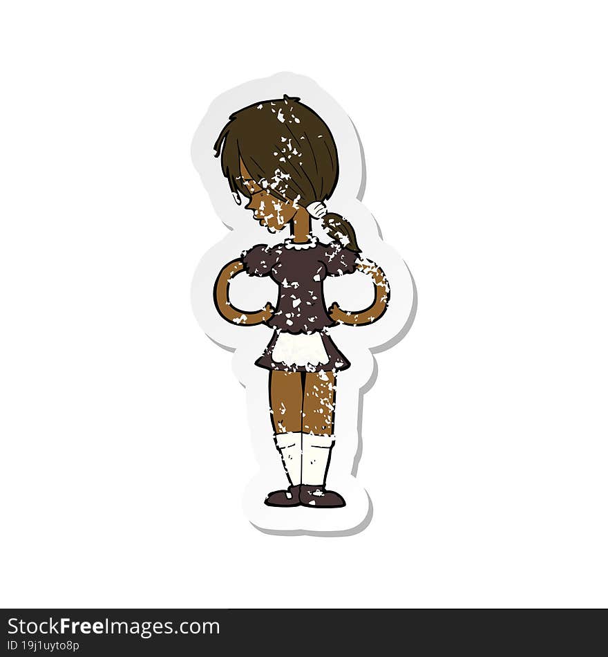 retro distressed sticker of a cartoon waitress