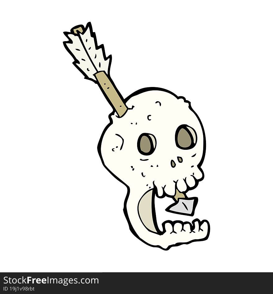 funny cartoon skull and arrow