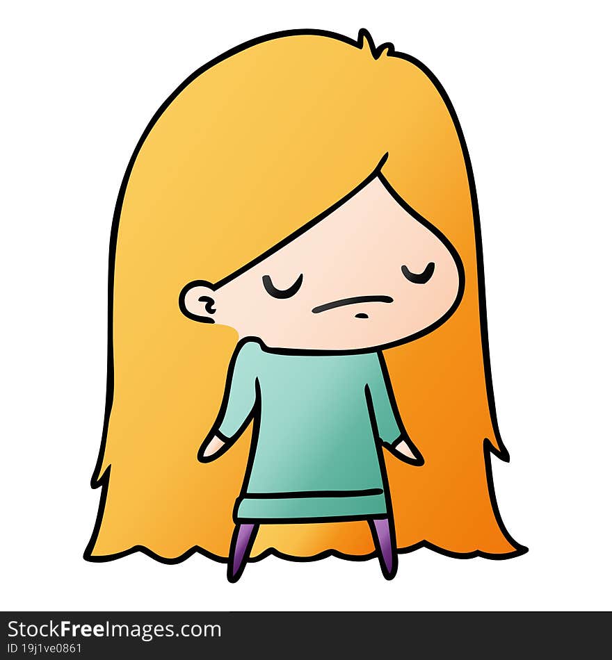 gradient cartoon illustration of a cute kawaii girl. gradient cartoon illustration of a cute kawaii girl