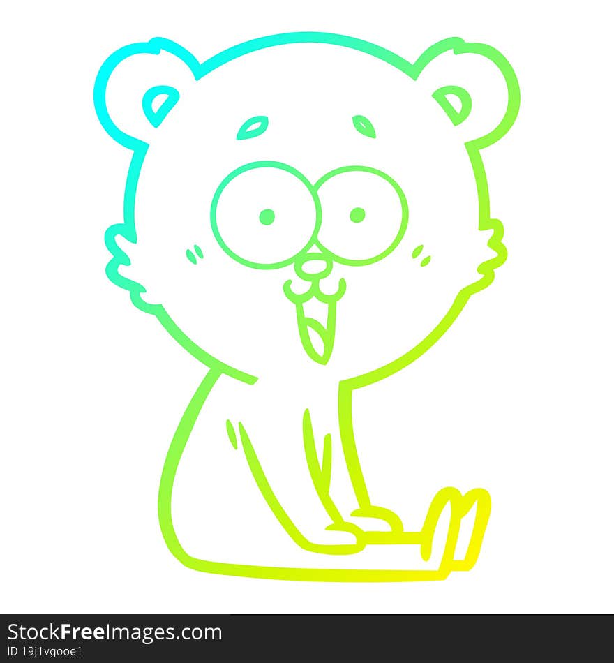 cold gradient line drawing of a laughing teddy  bear cartoon