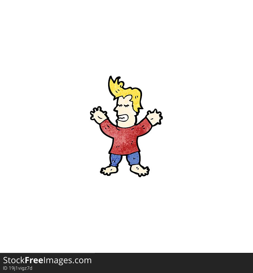 cartoon man with swollen hands and feet