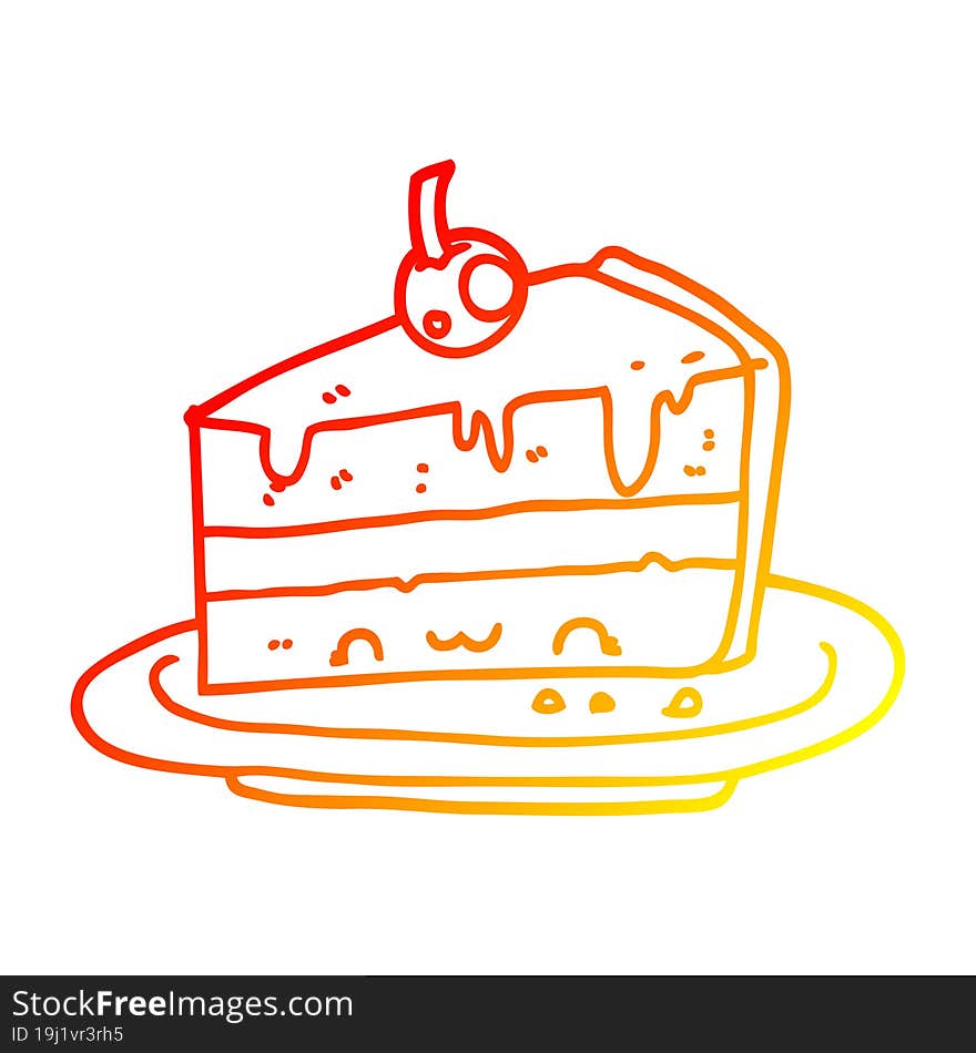 warm gradient line drawing cartoon cake