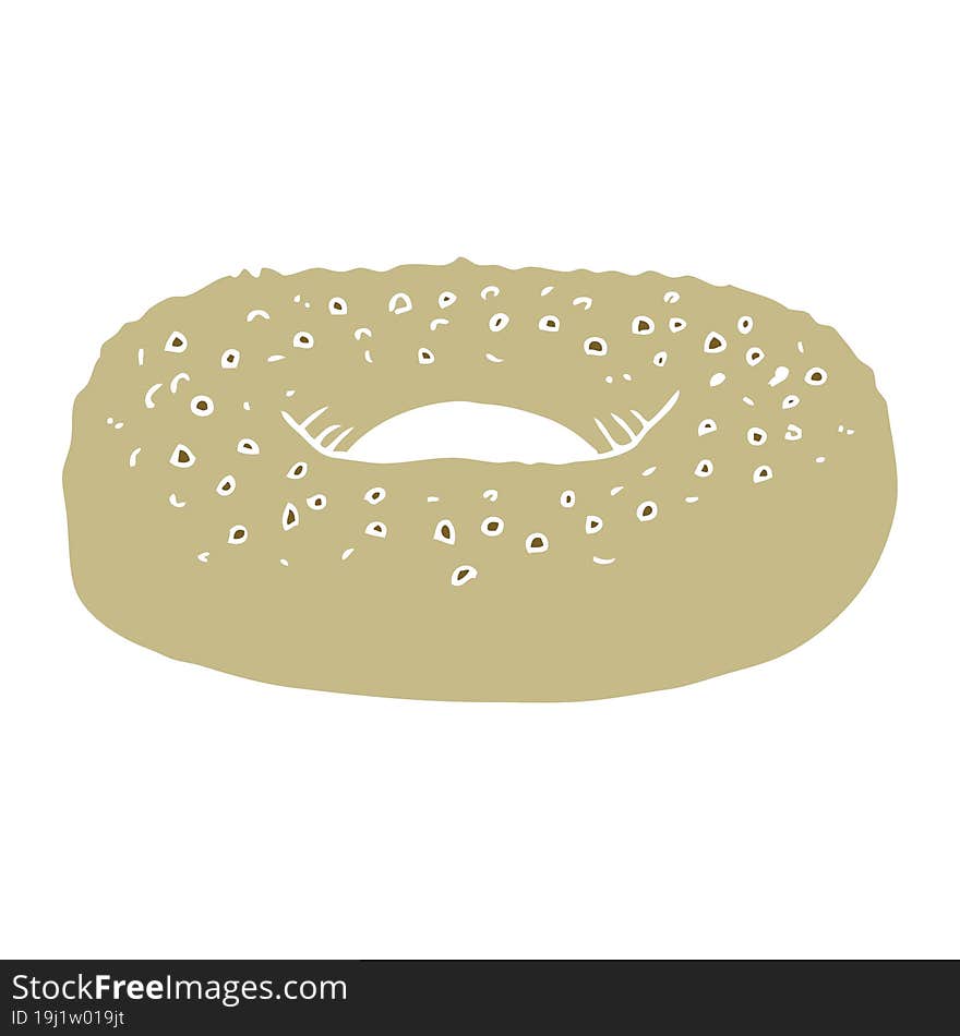 flat color illustration of a cartoon bagel