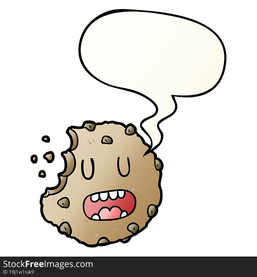 cartoon cookie and speech bubble in smooth gradient style