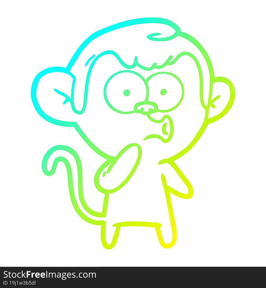 cold gradient line drawing cartoon hooting monkey