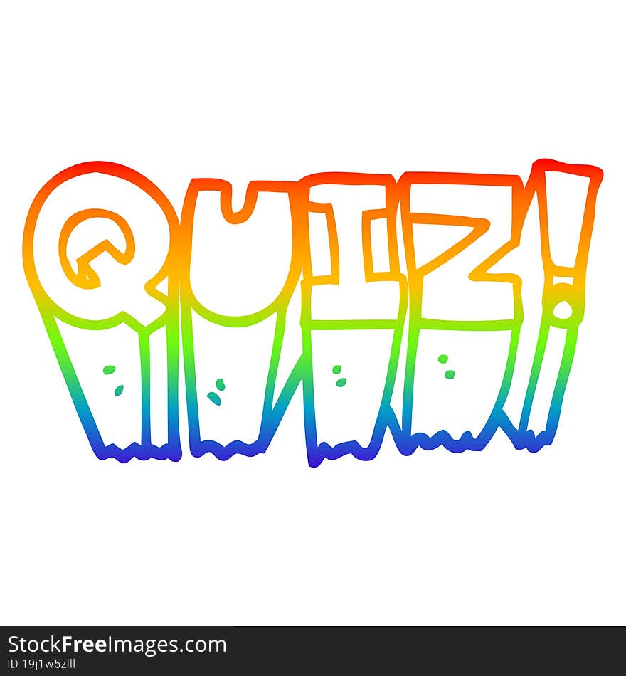 rainbow gradient line drawing cartoon quiz sign