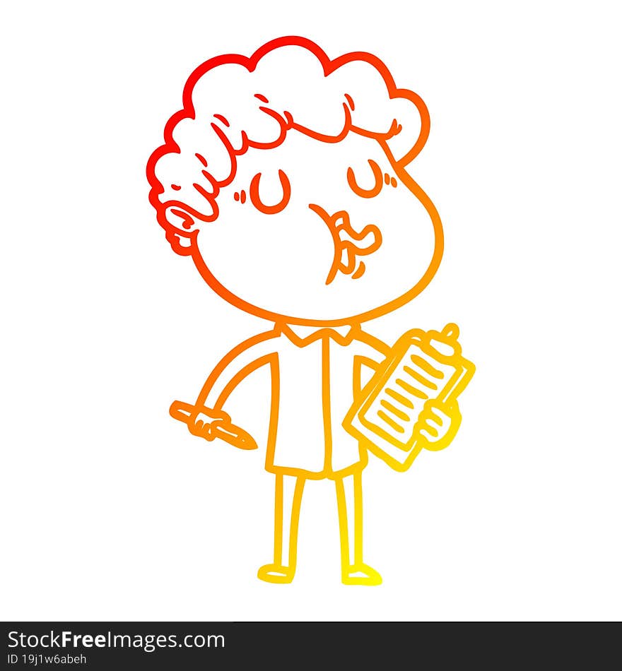 Warm Gradient Line Drawing Cartoon Man Singing