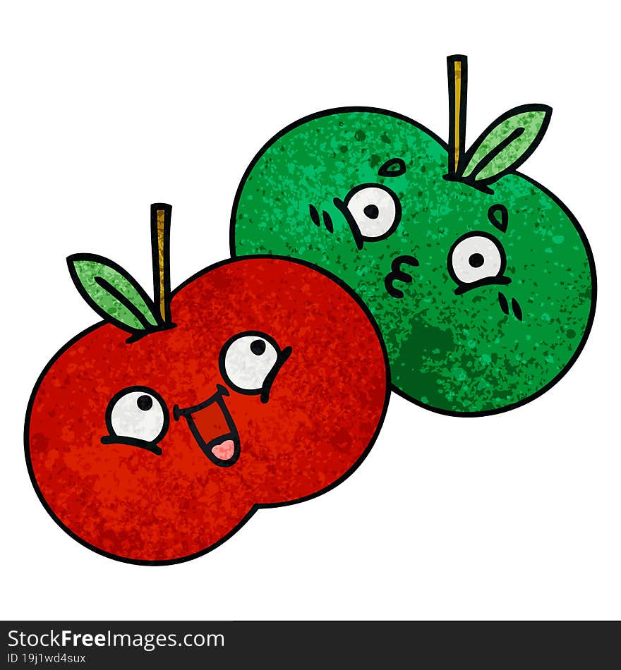 retro grunge texture cartoon juicy apple