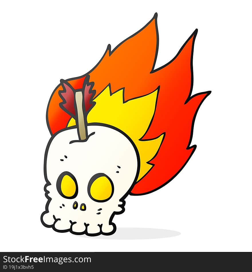 cartoon skull with arrow