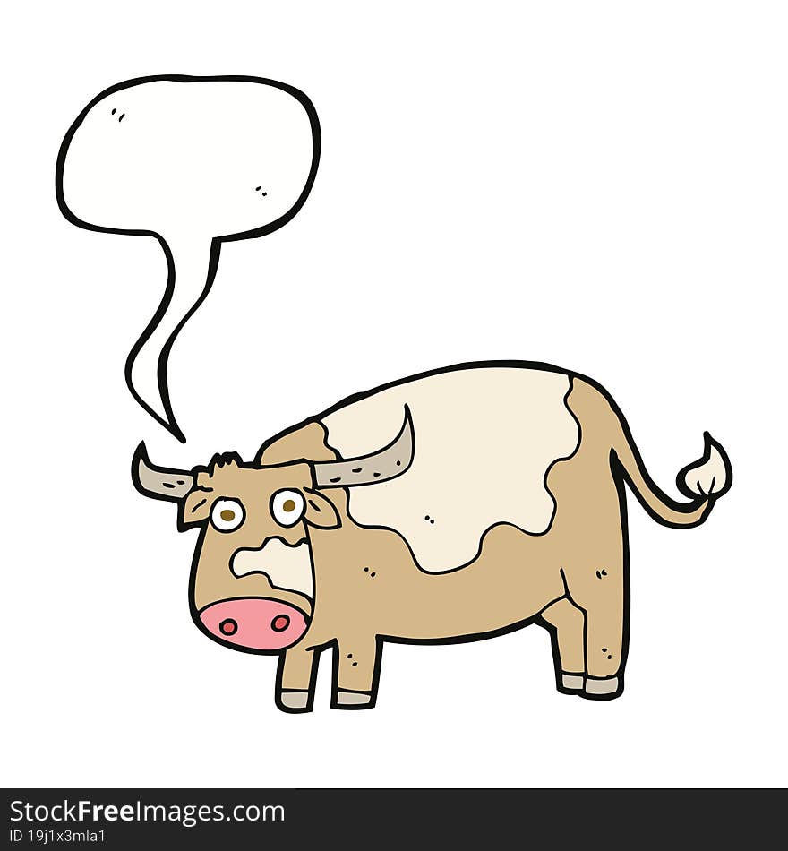 cartoon cow with speech bubble