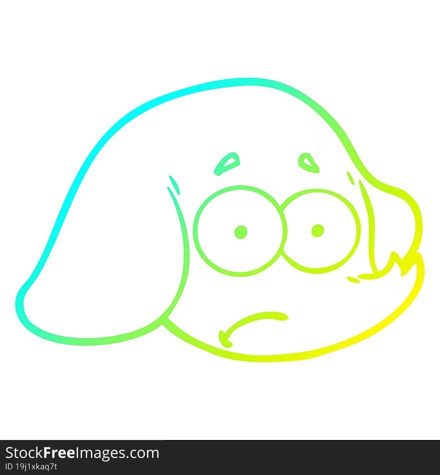 Cold Gradient Line Drawing Cartoon Elephant Face