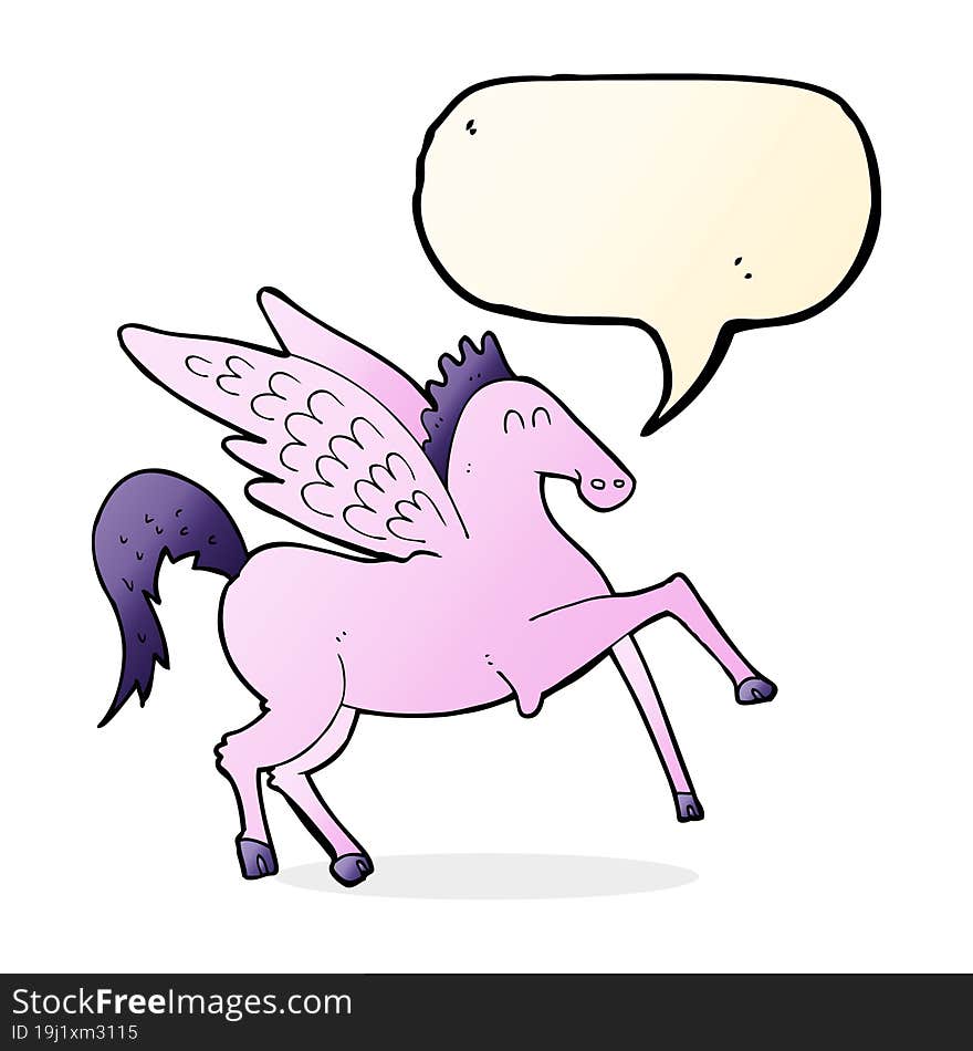 Cartoon Pegasus With Speech Bubble