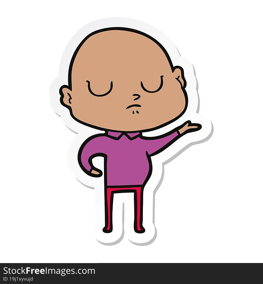 sticker of a cartoon bald man